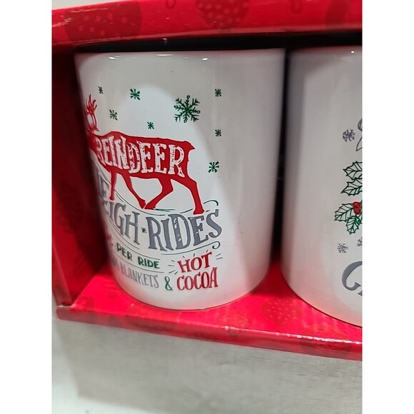 New With Box Christmas Holiday Ceramic Coffee Mugs Set of 2 Hot Cocoa - Picture 4 of 9